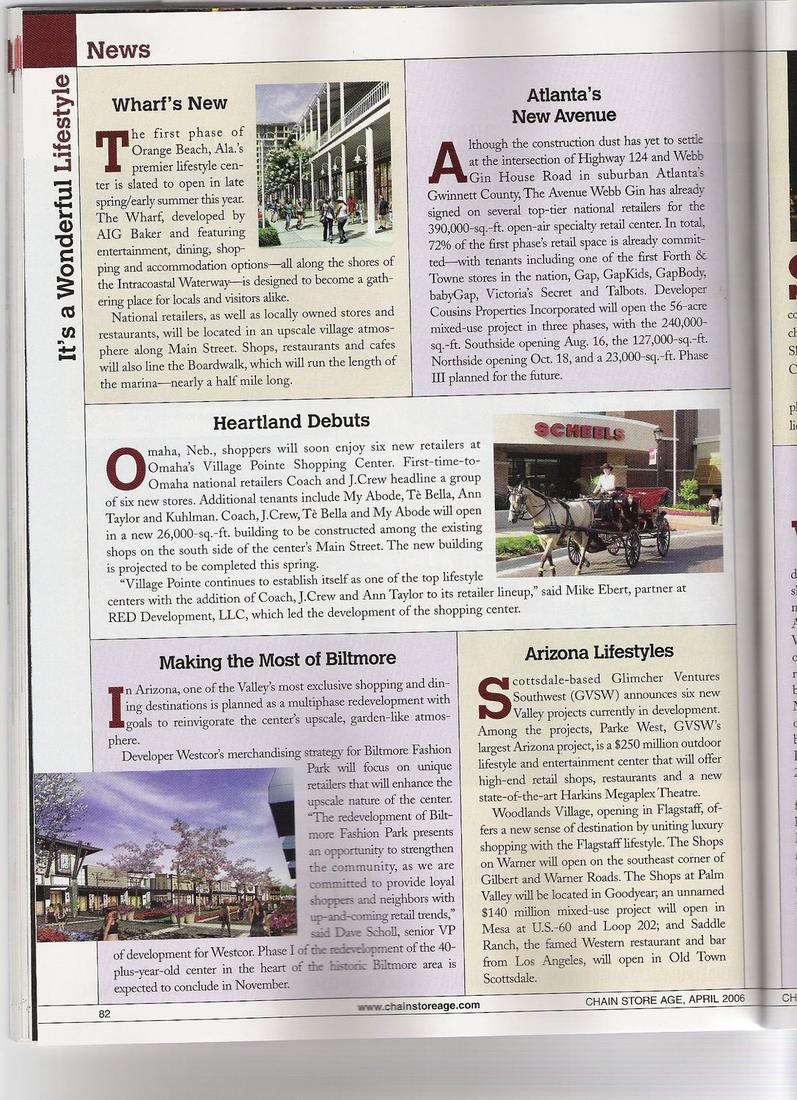 Chain Store Age article on The Wharf retail launch, April 2006